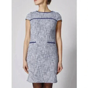 Karl lagerfield tweed blue white sheath dress